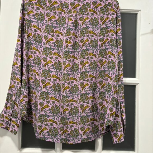 J. Crew Tiger Silk Blouse Size 14 - Picture 4 of 4